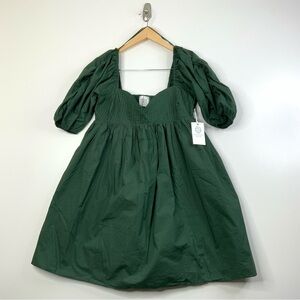 Tuckernuck HYACINTH HOUSE Emerald Puff Sleeve Sasha Mini Dress Size Small (NWT).